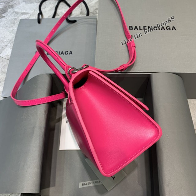 Balenciaga專櫃新款小號手提肩背女包原單沙漏包 巴黎世家平紋玫紅沙漏包 fyj1410